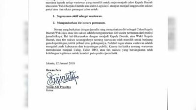 Dewan Pers Jawab Surat Terbuka Yang Memprotes Jurnalis Menjadi Timses