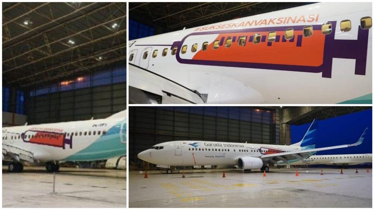 Pesawat Garuda Bercat Gambar Alat Suntik Pesawat Garuda Bercat Gambar Alat Suntik