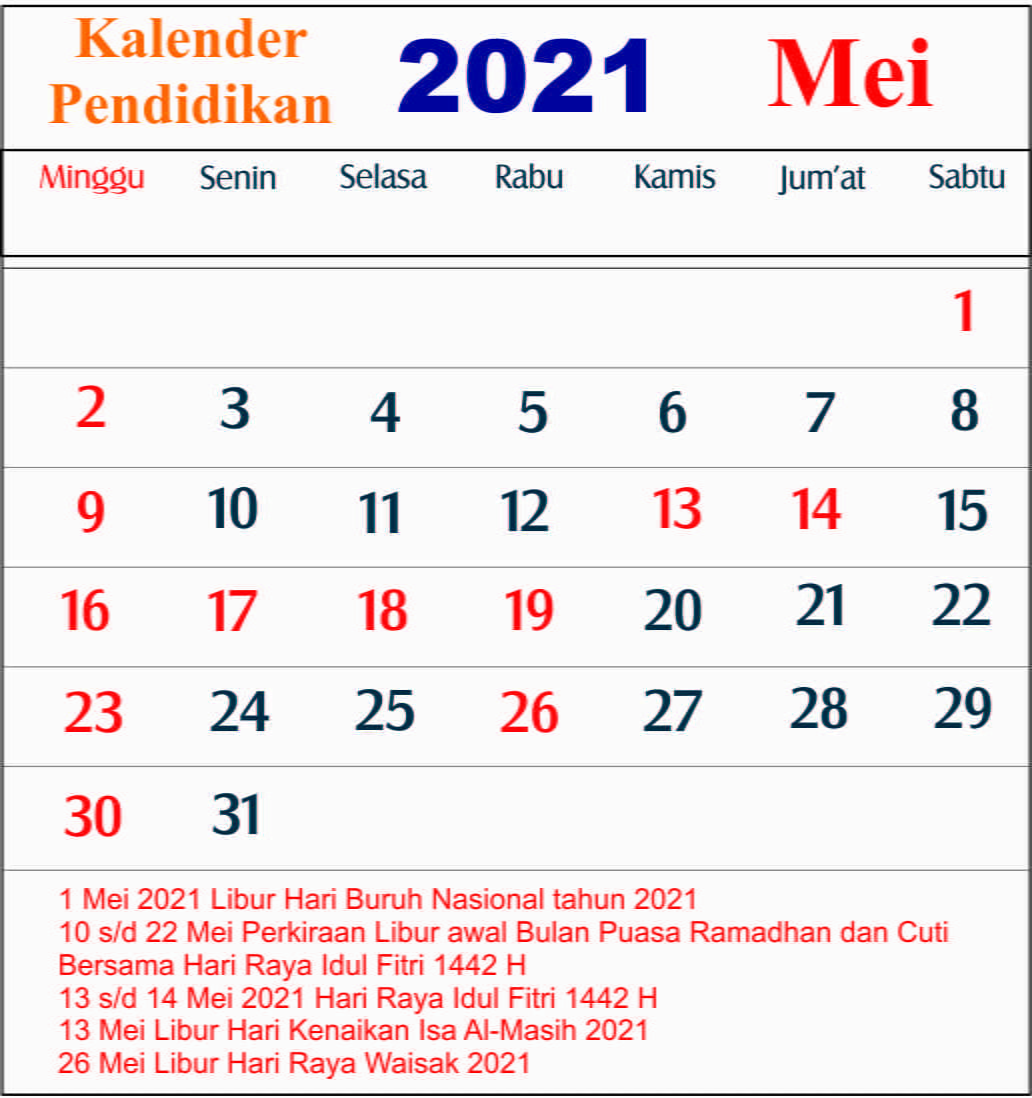 kalender pendidikan mei 2021 dki jakarta