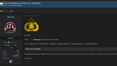 Ribuan Data Polri Bocor Dan Dibagikan Secara Gratis