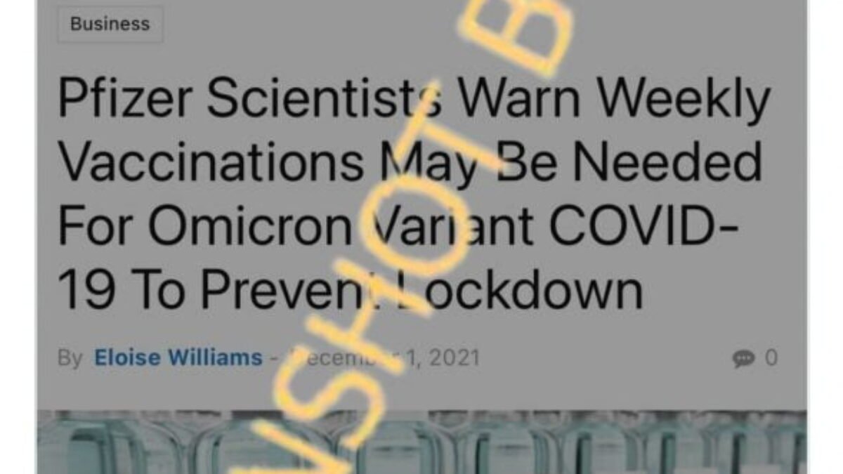 Ilmuwan Pfizer Memperingatkan Vaksinasi Mingguan untuk virus Omicron