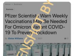 Ilmuwan Pfizer Memperingatkan Vaksinasi Mingguan untuk virus Omicron