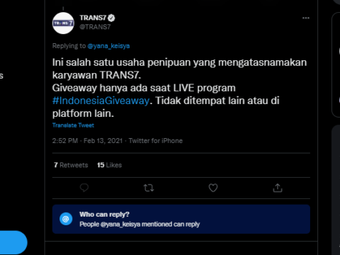TRANS7 Berikan Pengumuman Terkait Indonesia Giveaway