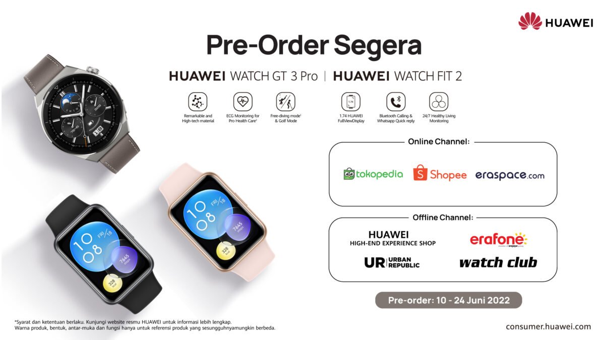 HUAWEI WATCH FIT 2 dan GT 3 PRO Siap Meriahkan Pasar Smartwatch di Indonesia HUAWEI WATCH FIT 2 dan GT 3 PRO Siap Meriahkan Pasar Smartwatch di Indonesia