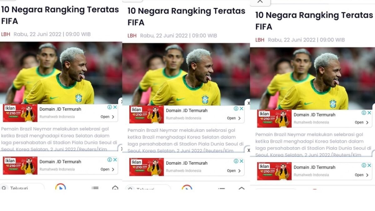 10 Negara Rangking Teratas FIFA, repost Beritasenator.com
