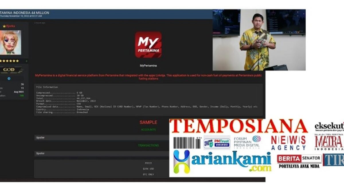 Bjorka Kembali Beraksi, Bocorkan Data Aplikasi MyPertamina