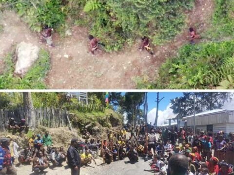 Warga Kampung Bilogai Kabupaten Intan Jaya Angkat Busur Panah Ke Pengacau KST Warga Kampung Bilogai Kabupaten Intan Jaya Angkat Busur Panah Ke Pengacau KST