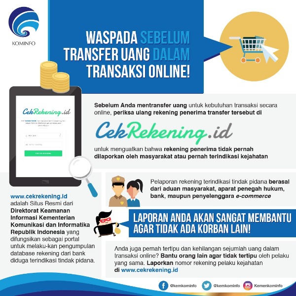 Periksa Rekening di Cekrekening.id Agar Tak Tertipu Modus Online