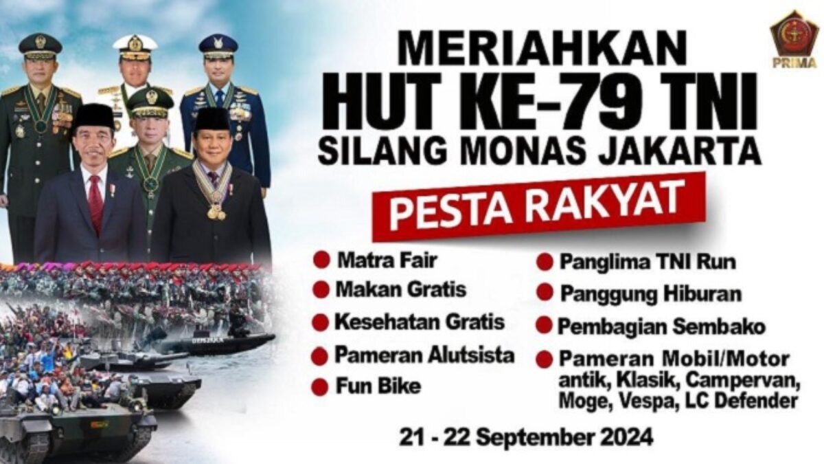 HUT ke-79 TNI: Pesta Rakyat dan Parade Alutsista, Saksikan Aksi Spektakuler TNI di Monas dan Teluk Jakarta! HUT ke-79 TNI: Pesta Rakyat dan Parade Alutsista, Saksikan Aksi Spektakuler TNI di Monas dan Teluk Jakarta!