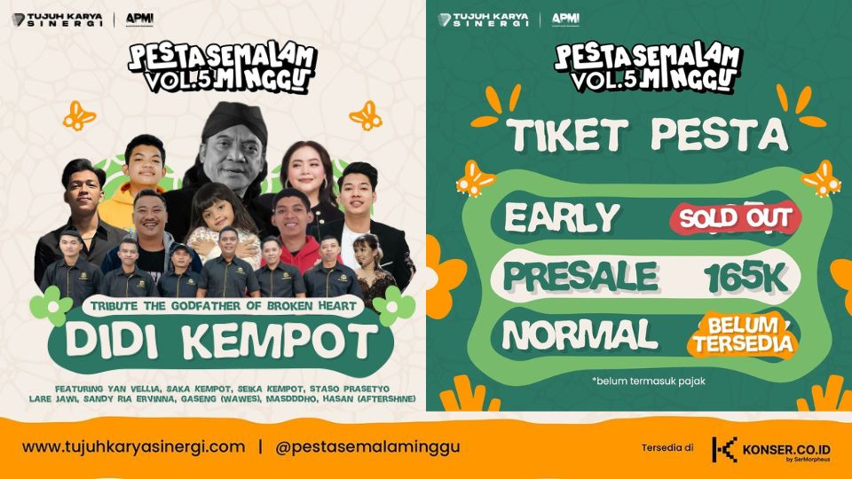 Kembali Merayakan Didi Kempot di Pesta Semalam Minggu Vol.5: Tribute dengan Penampilan Guyon Waton, Denny Caknan & Tiket Presale