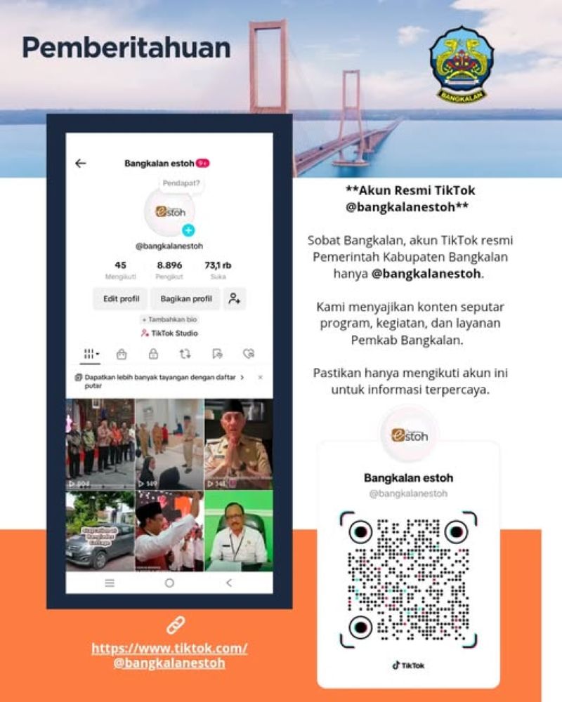 Akun Resmi TikTok Pemerintah Kabupaten Bangkalan @bangkalanestoh