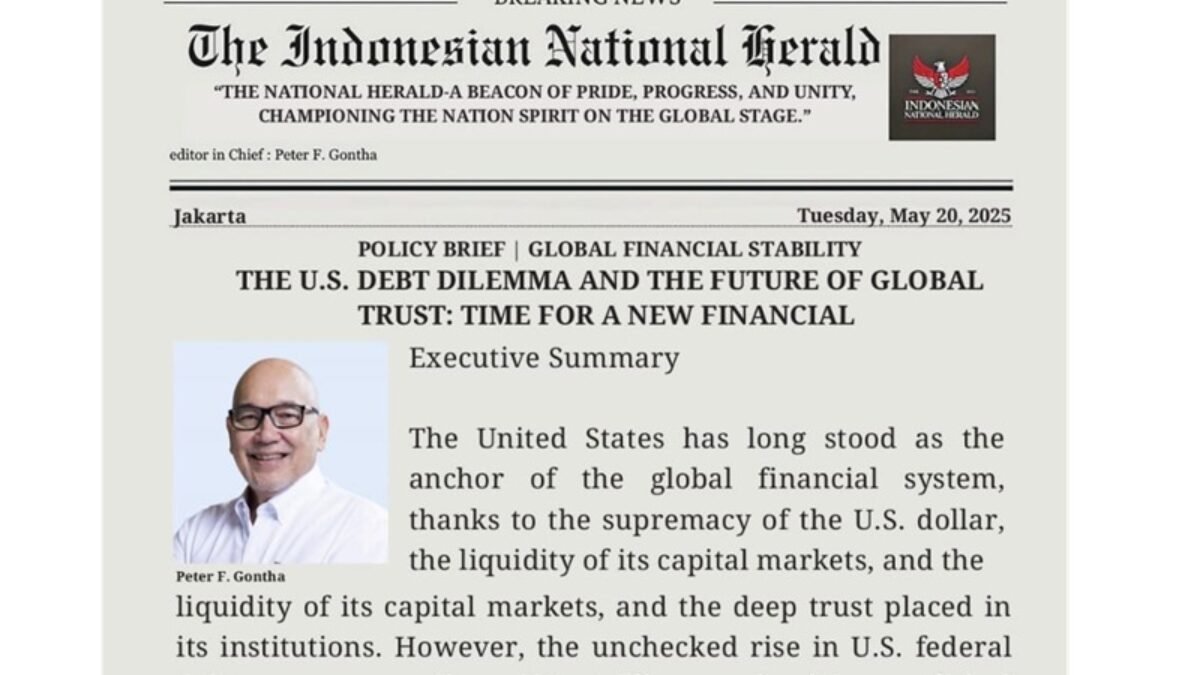 Peter F Gontha Memposting Tulisan Tentang Stabilitas Keuangan Global