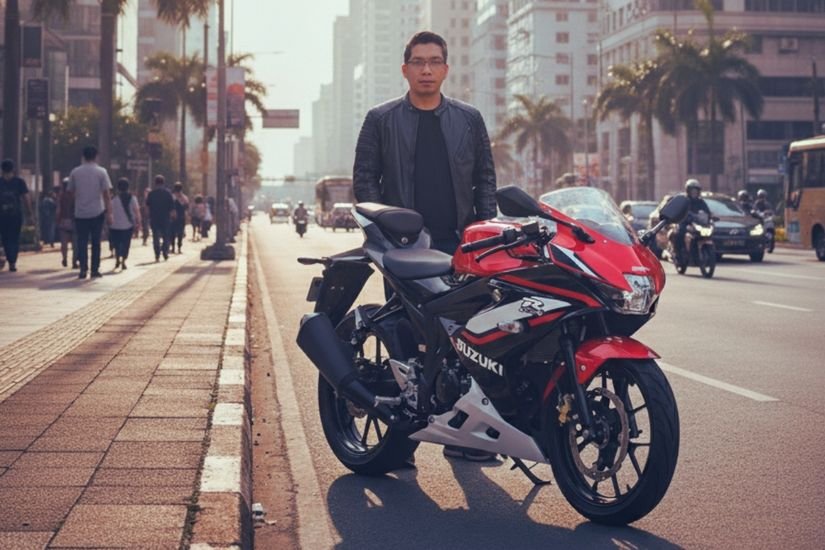 Foto : Desain agresif GSX-R150 memberi kesan sporty sejak pandangan pertama. (doc.st)