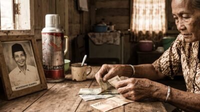 Warsih (78) menghitung tabungan hariannya di dapur rumahnya di Ciamis, Jawa Barat, menjelang subuh. Sudah sebelas tahun ia menyisihkan uang recehan untuk ongkos naik haji sambil menunggu giliran keberangkatan. (Foto ilustrasi)