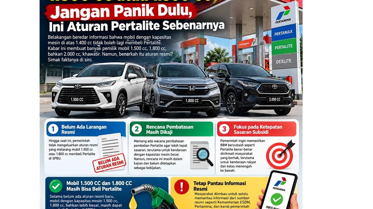 Punya Mobil 1.500 CC atau 1.800 CC? Jangan Panik Dulu, Ini Aturan Pertalite Sebenarnya