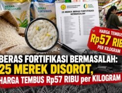 Beras Fortifikasi Bermasalah: 25 Merek Disorot, Harga Tembus Rp57 Ribu per Kilogram Beras Fortifikasi Bermasalah: 25 Merek Disorot, Harga Tembus Rp57 Ribu per Kilogram