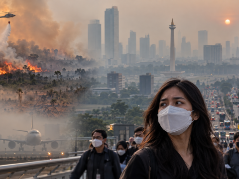 Kabut Karhutla Sumatra dan Kalimantan Memasuki Atmosfer Jakarta