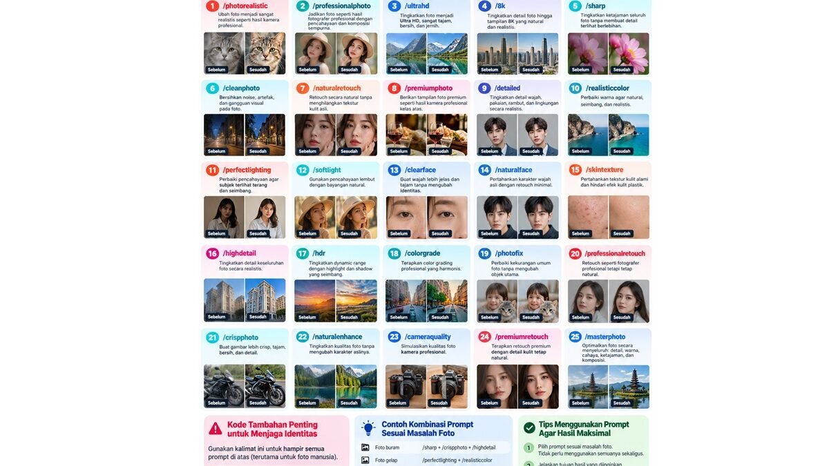 Prompt untuk Membuat Foto Lebih Realistis, Tajam, Bersih, dan Profesional